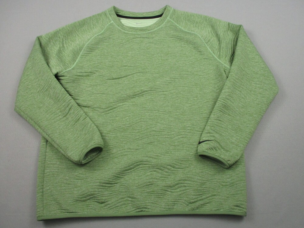 Nike Sweatshirt Men Extra Large Green Textured Crewneck Pullover Training Swoosh